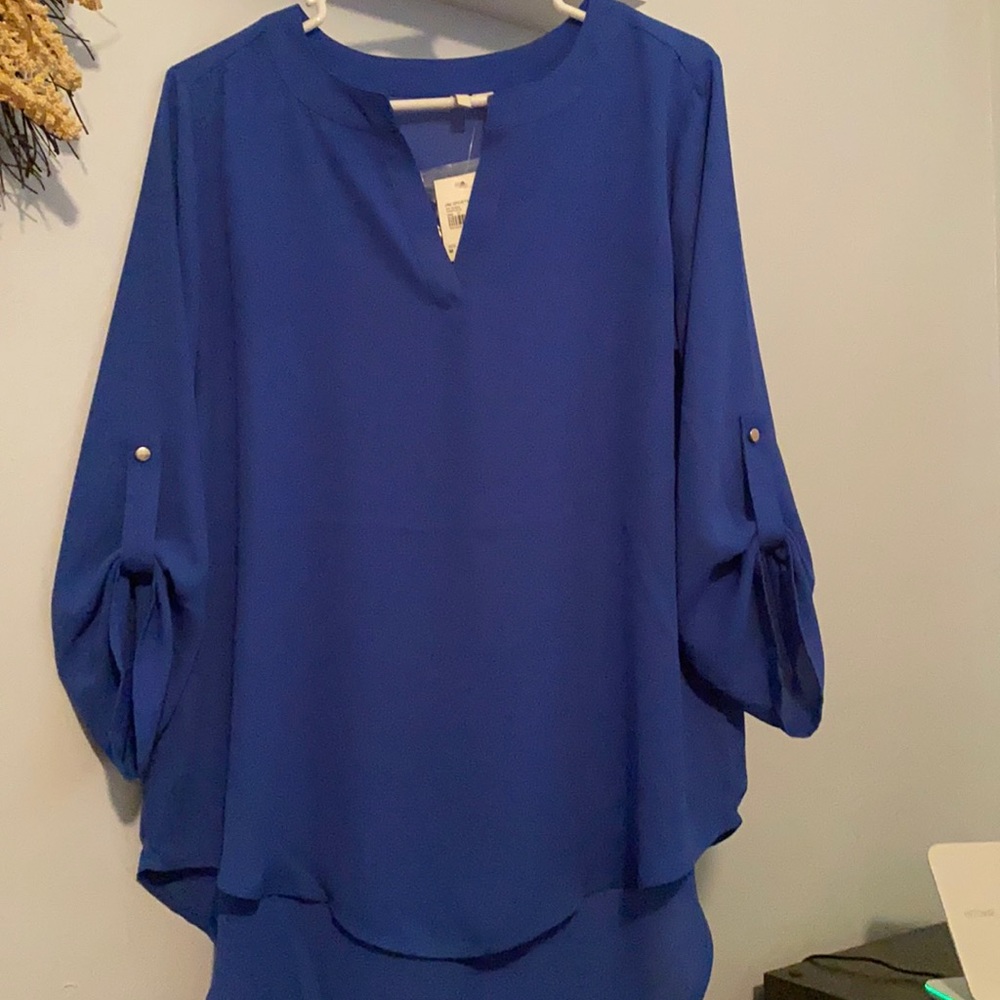Blue Mid Sleeve Blouse